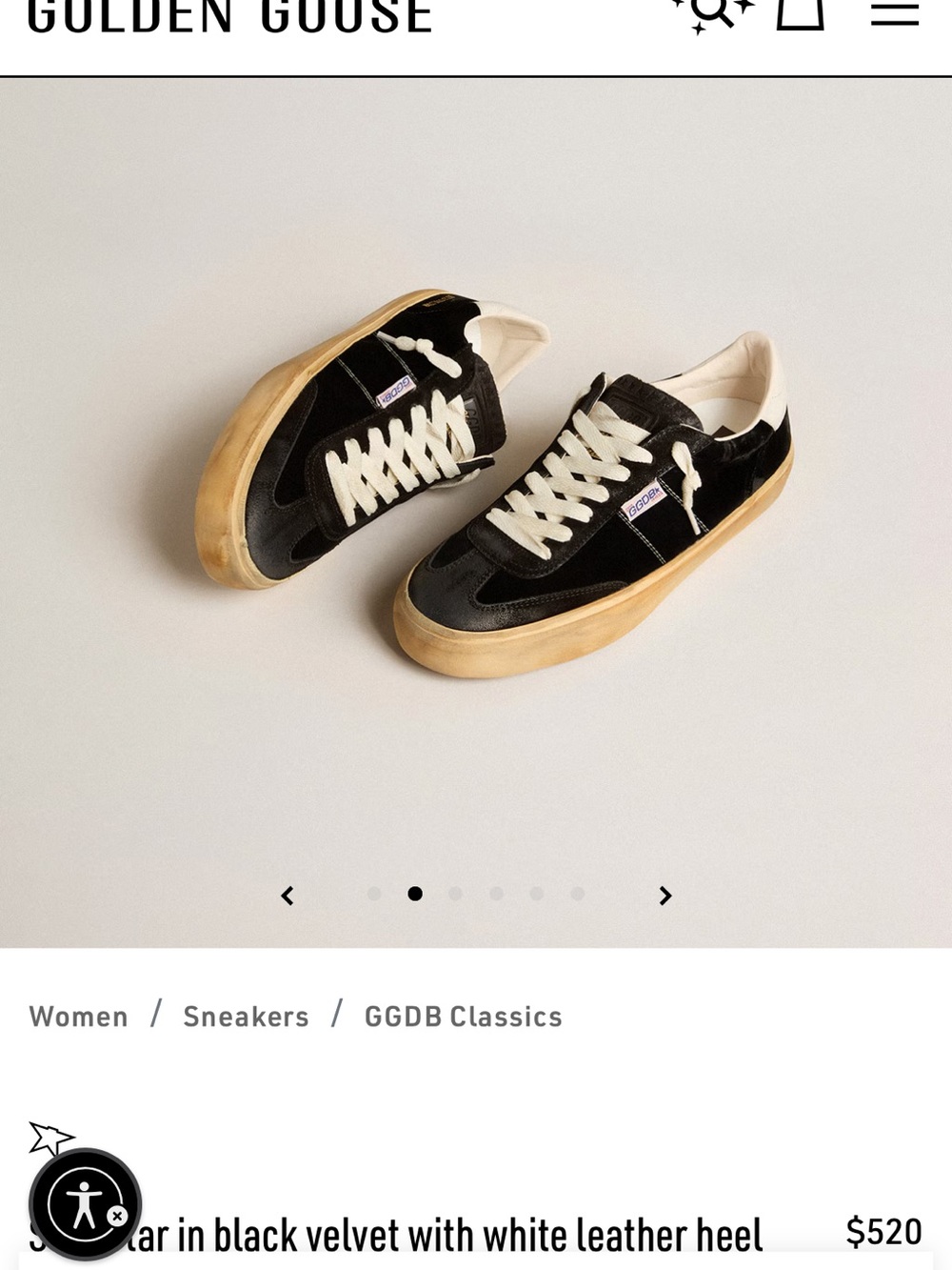 Golden Goose Black Velvet Low-Top Sneakers with White Heel - Picture 1 of 5